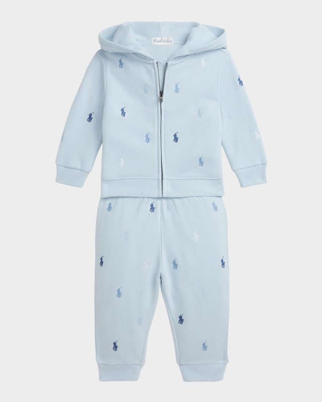 Boy's Magic Fleece Embroidered Pony Hoodie & Pants, Size 3M-